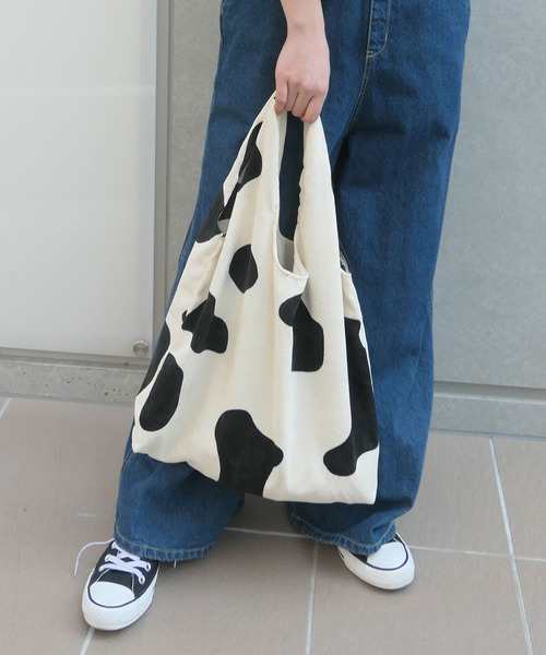 エコバッグ バッグ ゼブラ柄コーデュロイマルシェバッグ エコ、折りたたみバッグ バッグ レディースファッション