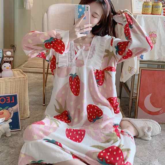 レディースファション パジャマ 寝巻き かわいい 女性パジャマ綿 ルームウェア モコモコ パジャマ ワンピース フリルパジャマ ナイトウェ