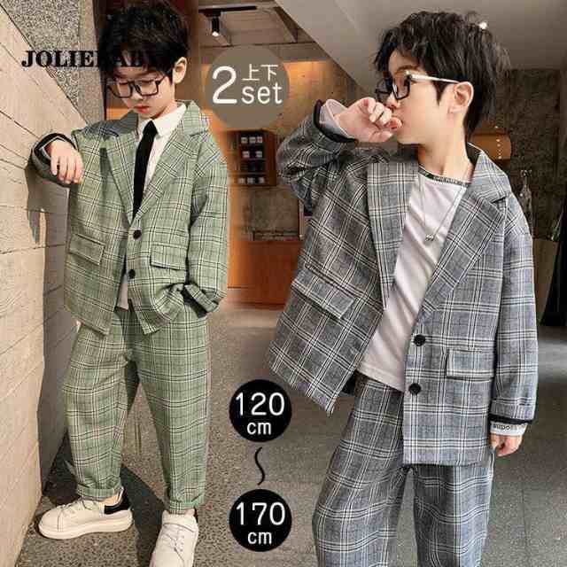素材 ポリエステル生産国 中国サイズ 【ウエストはゴムなので、伸縮性があります。】120/130/140/150/160/170#タイプ ジャケット＋パンツ 2点セット 子供服 入学式 セットアップ 