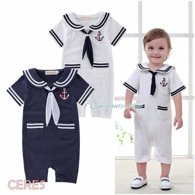 【製品仕様】■商品名ベビー服 夏 半袖 マリン セーラー カバーオール ロンパース 男の子 女の子 70 80 90 95 100■商品説明セーラーカラーが可愛い夏服ロンパース。男の子でも女の子でも。