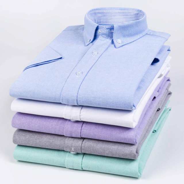 オックスフォードシャツ 半袖 メンズ ストライプ 柄物 ビジネス クールビズ 半袖ボタンダウンシャツ 夏通勤 Yシャツ トップス