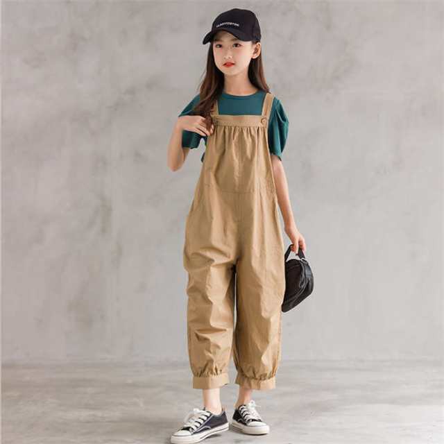 商品名：オーバーオール キッズ オールインワン サロペットパンツ ワイドパンツ 女の子 パンツ 長ズボン 子供服 森ガール 韓国風 無地 ファッション おしゃれ シンプル 子ども 通園 通学 普段着 